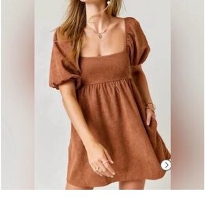 Francesca's Collections Babydoll Brown Mini Dress